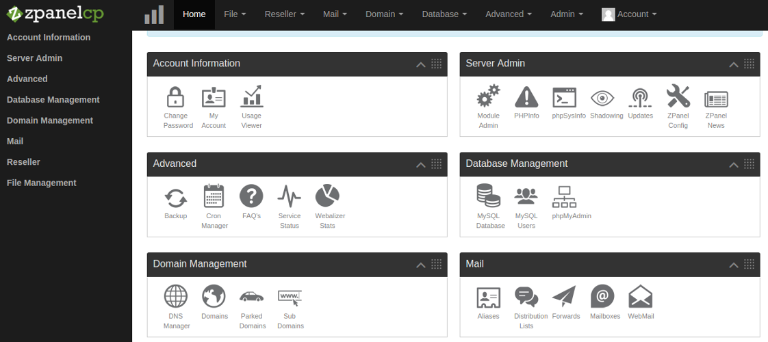 Free cPanel alternatives - zpanel