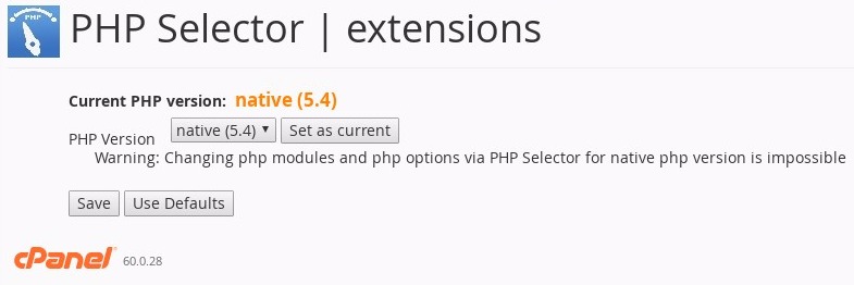 cPanel - PHP Selector - extensions - choose your PHP version