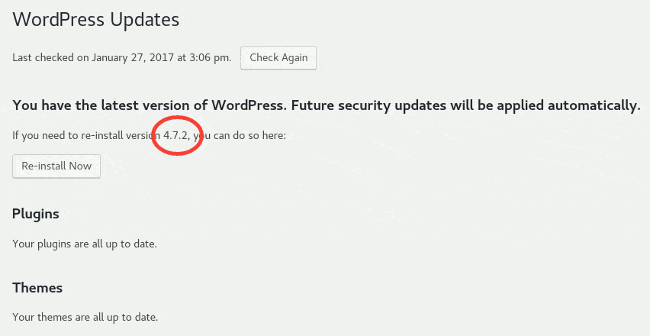 Find WordPress Version from WP - Admin Area