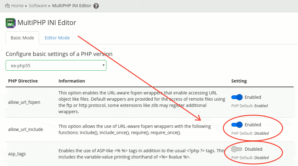 WHM - MultiPHP INI Editor - Basic Mode - cPanelTips