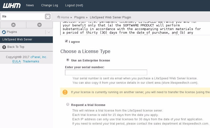 Choose a license type - LSWS