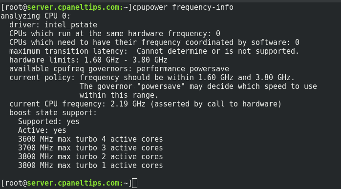 cpupower frequency-info output
