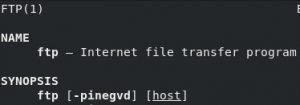 comando de protocolo de transferência de arquivo bash linux não encontrado