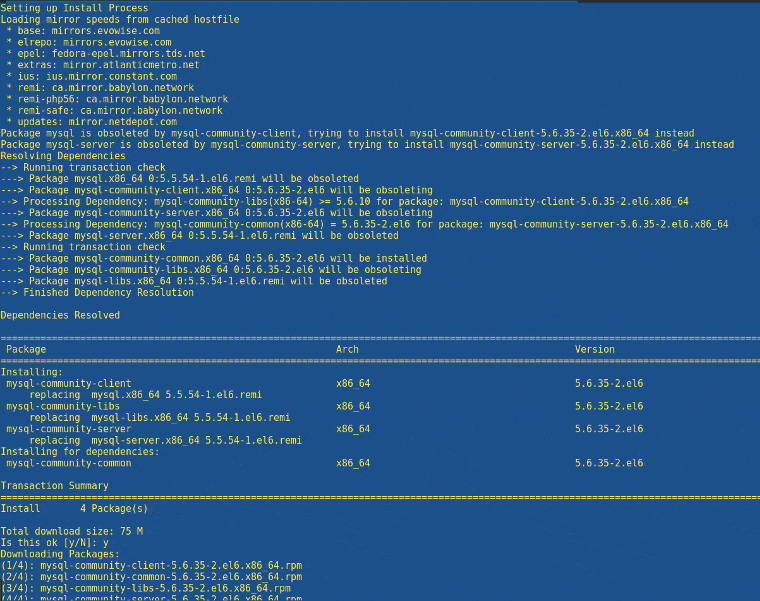 centos mysql restart